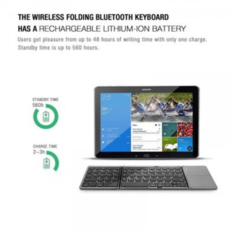 Folding Bluetooth 3.0 Keyboard | 64 Keys | 140mAh | <15m Range | 300K Key Life | ABS | Black & White | Single & Twin Pack