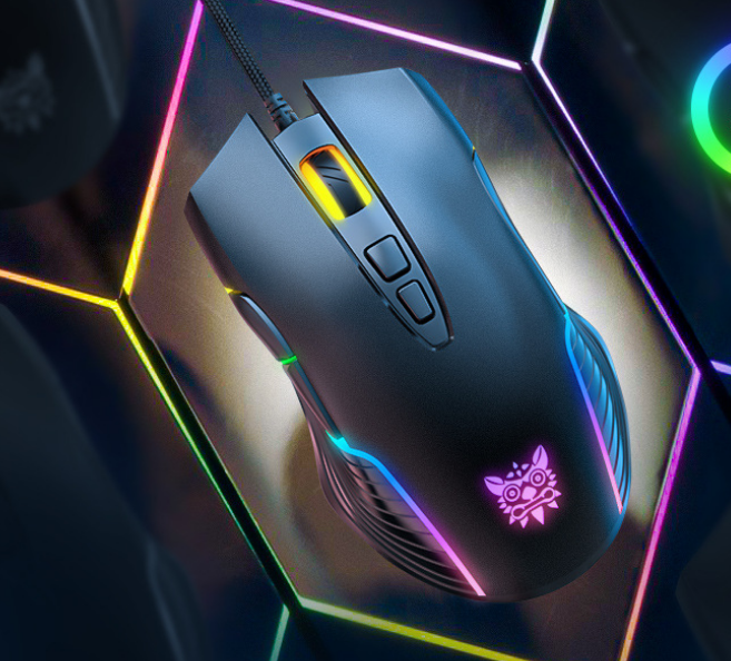 RGB Gaming Mouse | 7 Buttons, 800–6400 DPI, 4-Way Scroll, Ergonomic, Wired USB | Black & Pink