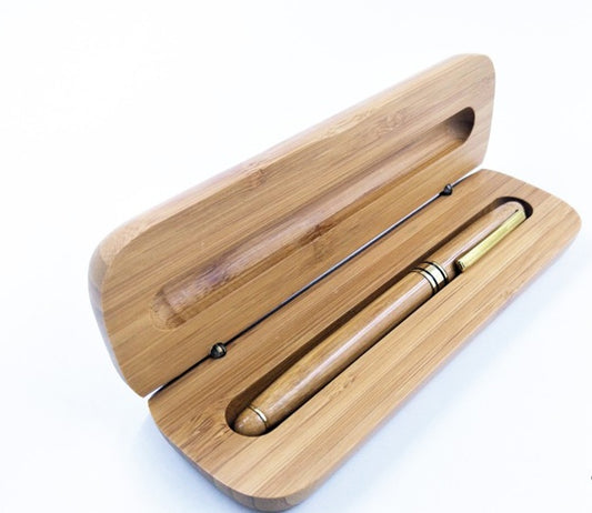 Personalised Engraved Bamboo Fountain Pen | Piston Ink | 0.58mm Nib | Bamboo Gift Box | Custom Name Engraving