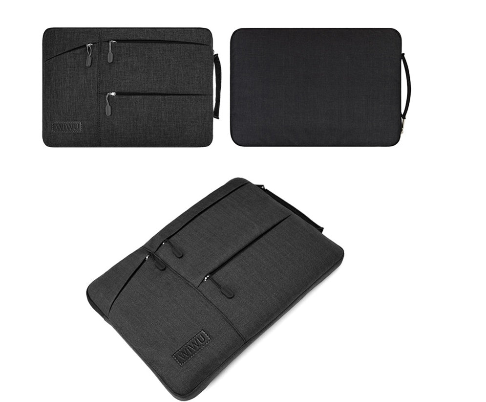 Nylon Laptop Sleeve Case | Shockproof, Waterproof, Multi-Pocket | 12", 13.3", 15.4" & 15.6" | Black & Gray