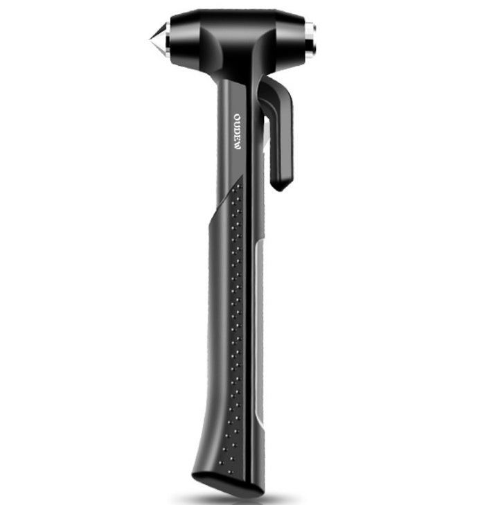 Car Emergency Safety Hammer | Window Breaker & Seatbelt Cutter | ABS + High Carbon Steel | Black & Red