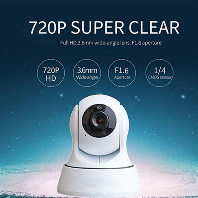 720P Pan-Tilt WiFi IP Security Camera | 355° Rotation | Night Vision | Two-Way Audio | SD Card | White