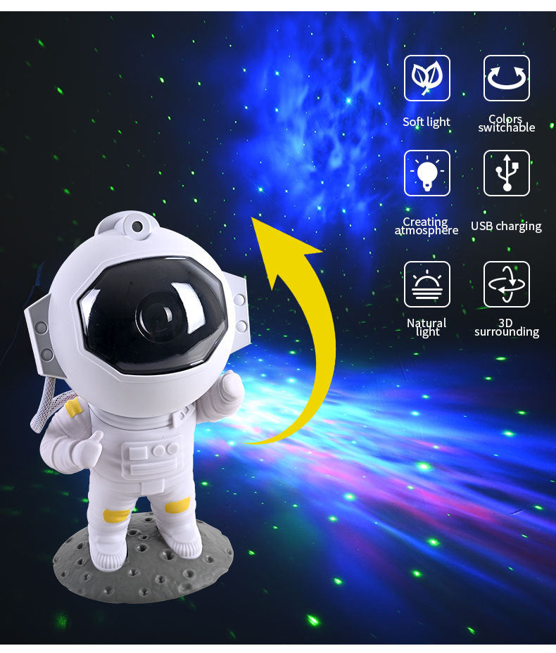 Astronaut Galaxy Star Projector Night Light | USB | <5W | 532nm Laser | Remote | Magnetic Detachable | 22cm | ABS+PC | Nebula & Stars | Bedroom, Kids & Gift