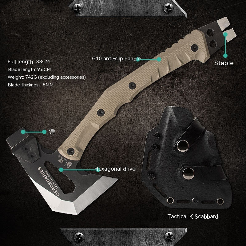 FT-02 Tactical Multi-Function Camping Axe | 440C Steel, 58HRC, G10 Handle, Axe + Hammer + Hex Driver