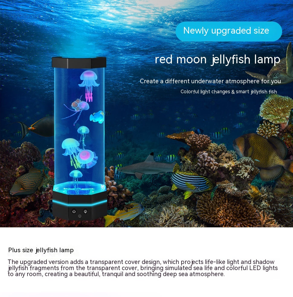 15-Inch Jellyfish Lava Lamp | 36 RGB | 17 Colours | Remote Control | Water Ripple Projector | USB Plug-In | Kids Night Light & Home Decor | Classic Black & Metallic Silver