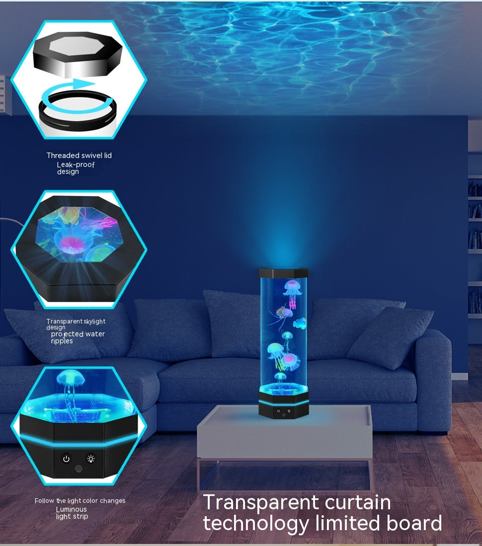 15-Inch Jellyfish Lava Lamp | 36 RGB | 17 Colours | Remote Control | Water Ripple Projector | USB Plug-In | Kids Night Light & Home Decor | Classic Black & Metallic Silver