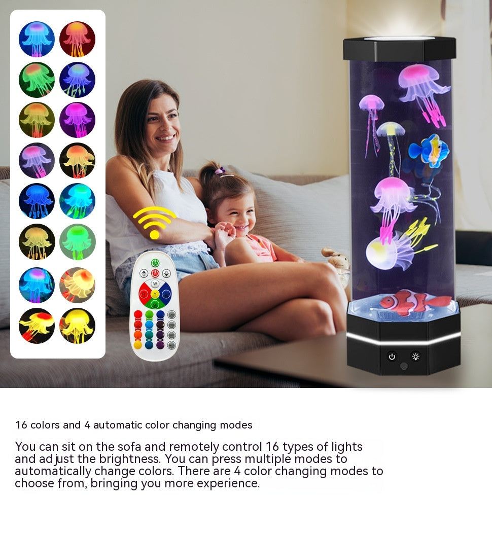 15-Inch Jellyfish Lava Lamp | 36 RGB | 17 Colours | Remote Control | Water Ripple Projector | USB Plug-In | Kids Night Light & Home Decor | Classic Black & Metallic Silver