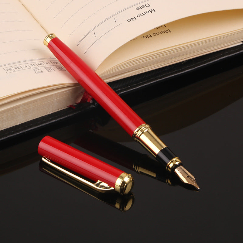 0.5mm Metal Fountain Pen | Replaceable Ink | Yijin Nib | Business, Office & Student Writing | Black & Red | Single & Set