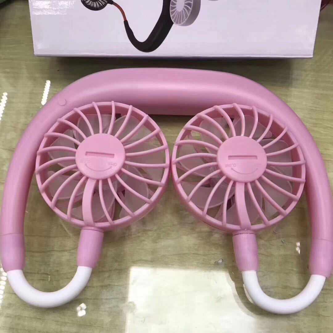 3-in-1 Portable Neck & Desktop Fan | 2000mAh | 3 Speeds | 4–12hr Runtime | Micro USB | Alarm Clock Style | Emerald, Pink, Sky Blue, Pearl White & Black