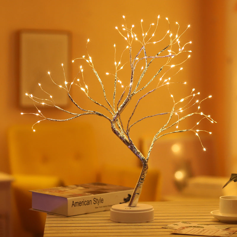USB LED Bonsai Tree Night Light | Bendable Copper Wire Branches | 48×53cm | 36 & 108 LED | Always-On | Indoor & Outdoor | Colourful, Pink, Pearl, Warm White | Single & Twin Pack