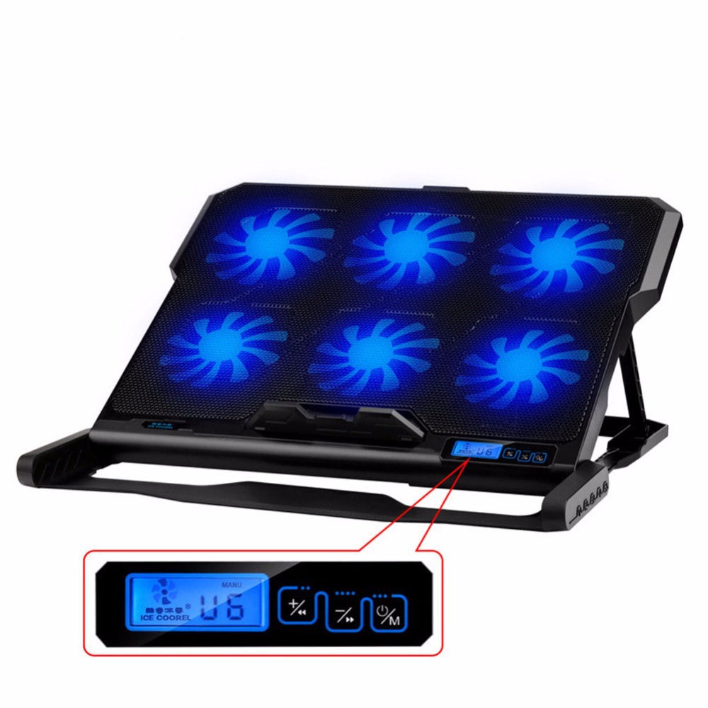 Laptop Cooling Pad | Metal Mesh | LCD Display | 6-Speed Control | Adjustable Stand | Air Cooling | 375×285mm | Normal, Luxury & Flagship