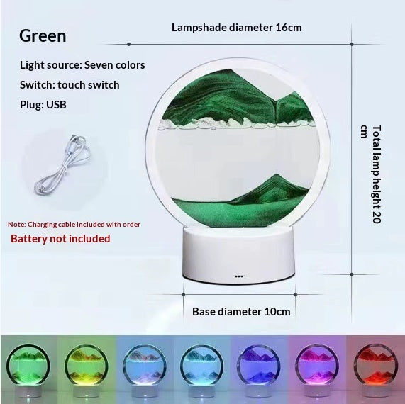 3D Quicksand Glass Table Lamp | ≤36V | Touch Switch | USB | 100×200mm | Blue, Green, Orange, Purple & Red | Bedside, Desk & Home Decor | Night Light & Mood Lamp
