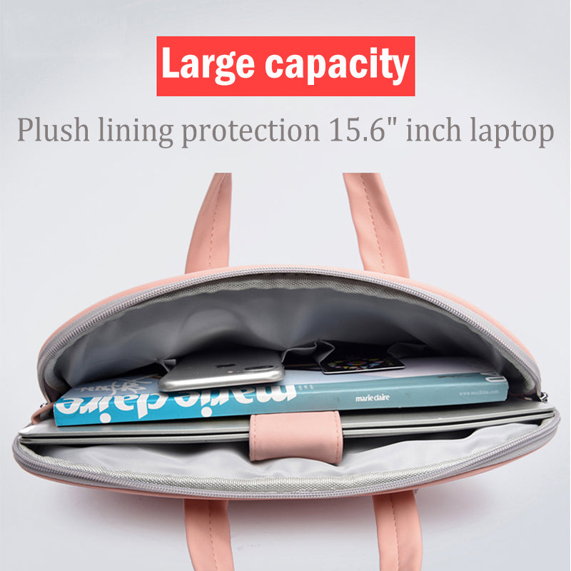 PU Leather Laptop Bag & Shoulder Briefcase | Waterproof | Removable Strap | 13.3”, 14” & 15.6” | Business & Travel | Black, Dark Grey, Grey & Pink