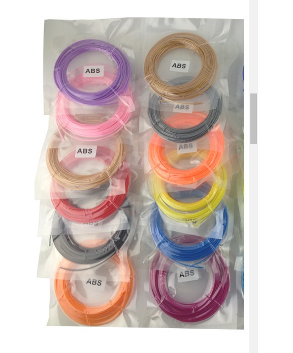 3D Printing Pen Filament Refills | ABS & PLA, 1.75mm | 5, 10 & 20 Color Packs | 50m, 100m & 200m