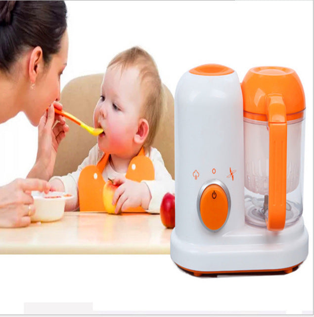 Baby Food Processor Steamer & Blender | 300W Steam | 120W Mix | 190ml | BPA-Free PP | Dishwasher Safe | 23×12.8×20cm | EU & US Plug | Puree, Juice, Milkshake & Ice Crush | Orange