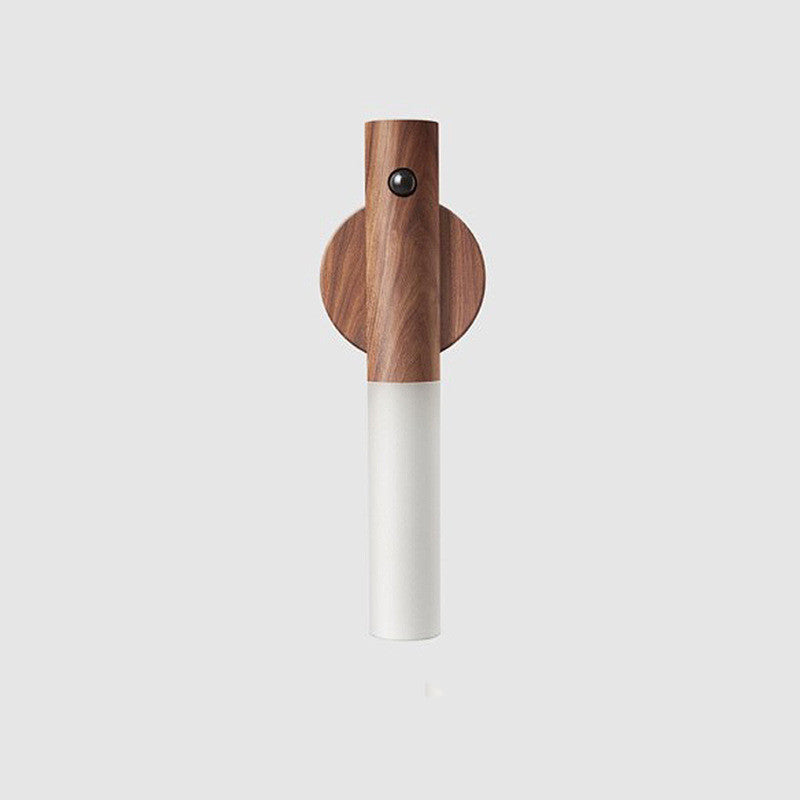 PIR Motion Sensor LED Night Light | Magnetic Wood Base | USB Rechargeable | 4m Detection | Warm White | Ash & Walnut