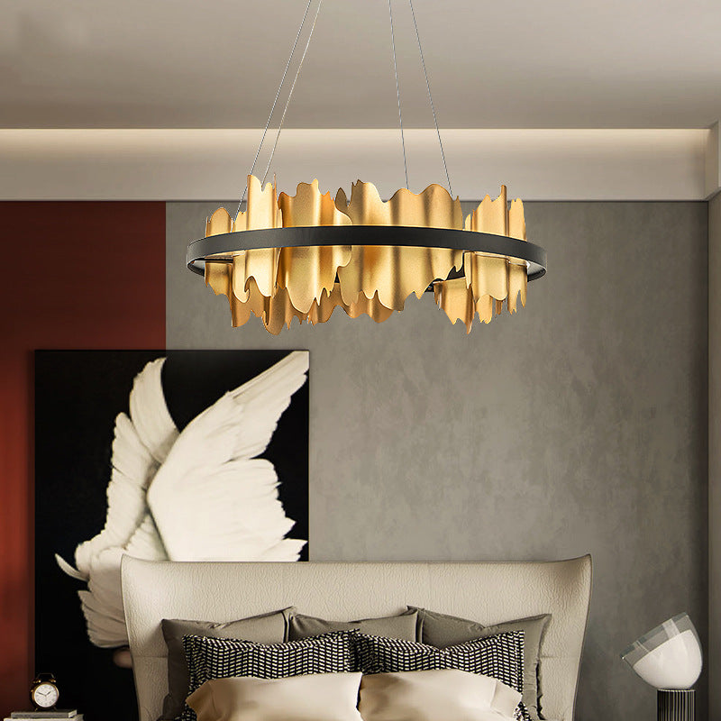 Postmodern Italian Minimalist Organic Glass LED Pendant Chandelier | D60 & D80, 2m Adjustable, Black & Gold, 220V