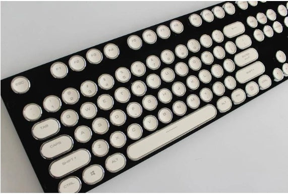 Steampunk Punk Keycap Set | ABS Electroplated, Laser-Engraved | Mechanical Keyboard Replacement Keycaps | Black, White, Blue & Pink