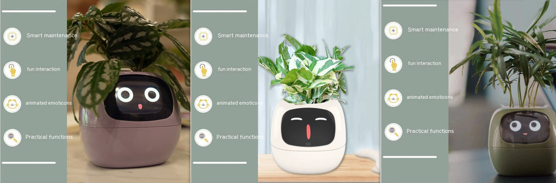 Smart AI Electronic Plant Pot – 7 Sensors, 49+ Expressions & Intelligent Water Monitor