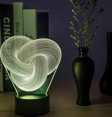 Twist Abstract 3D Acrylic LED Night Light | 3W | 5V USB | 7-Colour + Gradient | Touch & Remote | Gift