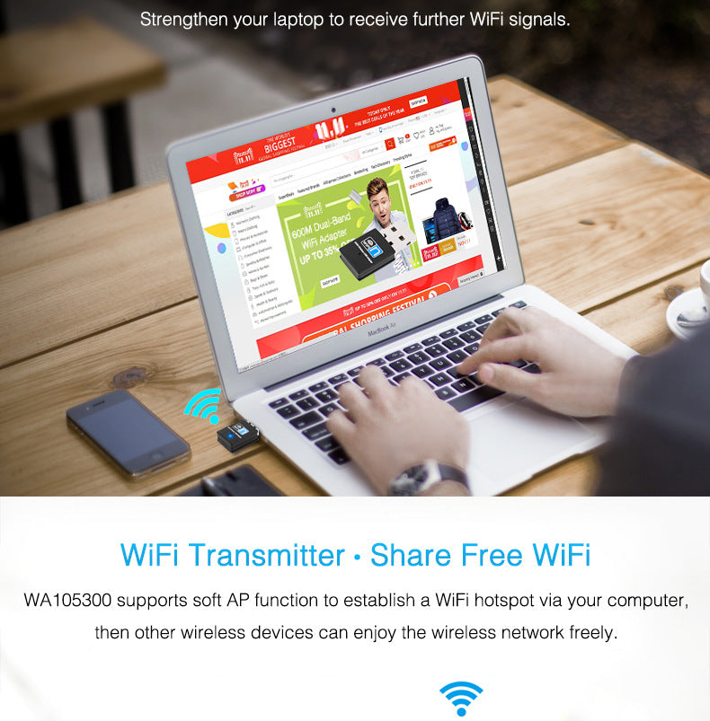 300Mbps USB WiFi Wireless Network Adapter | RTL8192EU, Windows XP/Vista/7/8/10, Linux & Mac Compatible