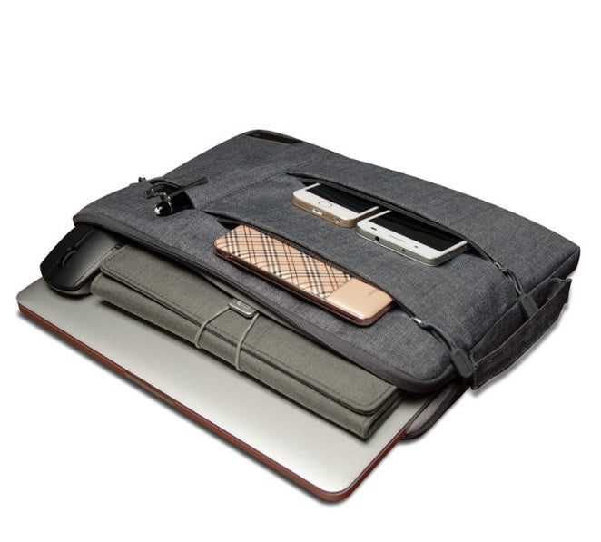 Nylon Laptop Sleeve Case | Shockproof, Waterproof, Multi-Pocket | 12", 13.3", 15.4" & 15.6" | Black & Gray