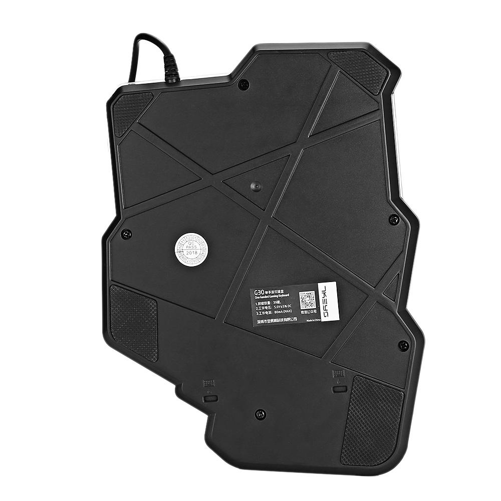 One-Handed RGB Gaming Keypad | Model G30 | Anti-Ghosting | Photosensitive Side Strips | Ergonomic | 23×18.5×4cm
