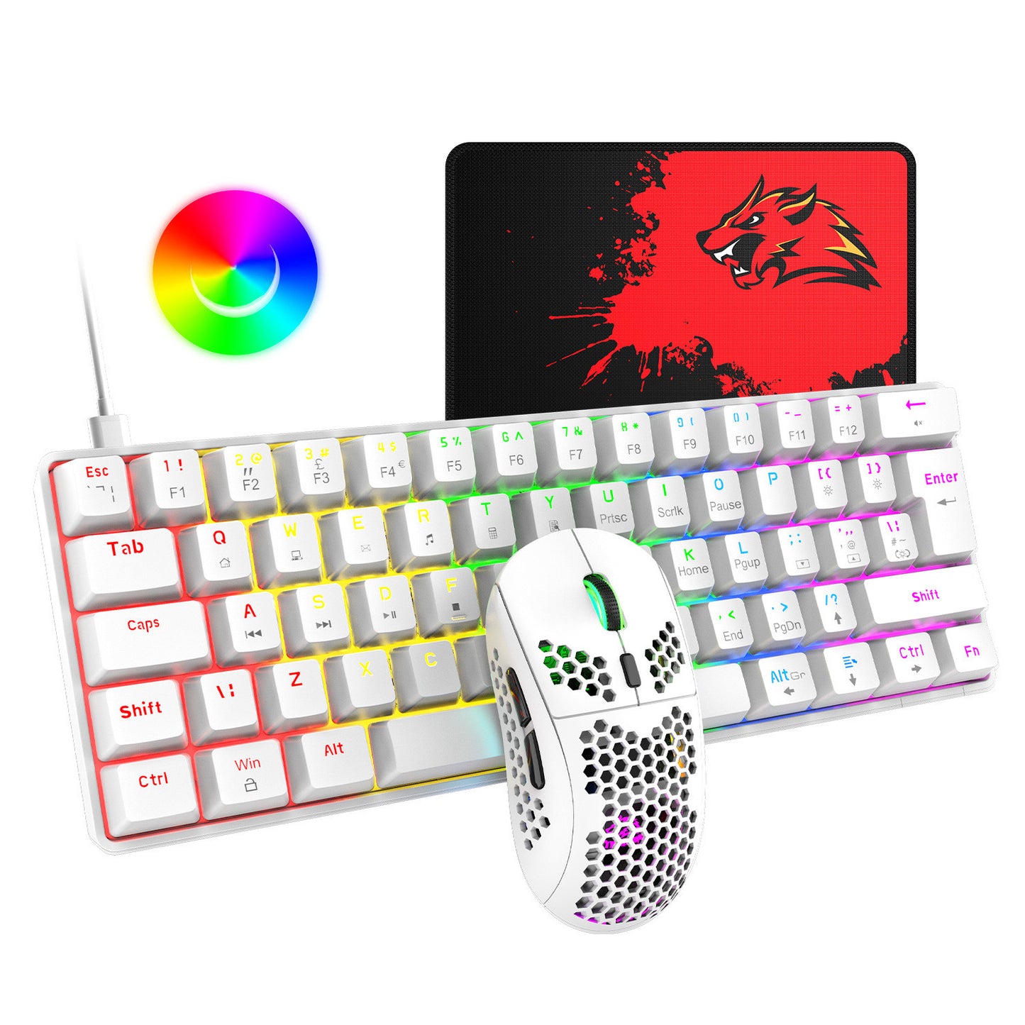 Wired RGB Gaming Keyboard & Mouse Combo | 6400DPI Optical Mouse, Multimedia Keys, Plug & Play | 6 Color Options