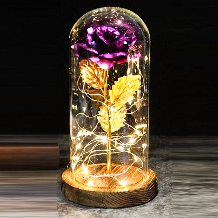 Preserved Rose Bouquet with LED Glass Cover | Silk & Velvet Roses | Solid Wood Base | AAA Battery | 300×170×160mm | 16 Colours & Styles | Valentine, Wedding & Mother’s Day Gift