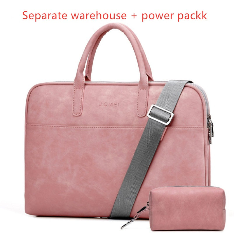 Faux Leather Laptop Shoulder Bag for Women | 13.3"–17.3" | Waterproof, Multi-Pocket | Black, Pink, Red