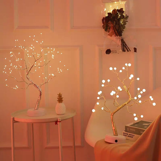 Nordic LED Copper Wire Fairy Light | Battery & USB | Rice Grain & Globe Bulbs | Gold & Silver Tree | Warm Tones | Bedroom, Living Room, Wedding & Hotel Decor