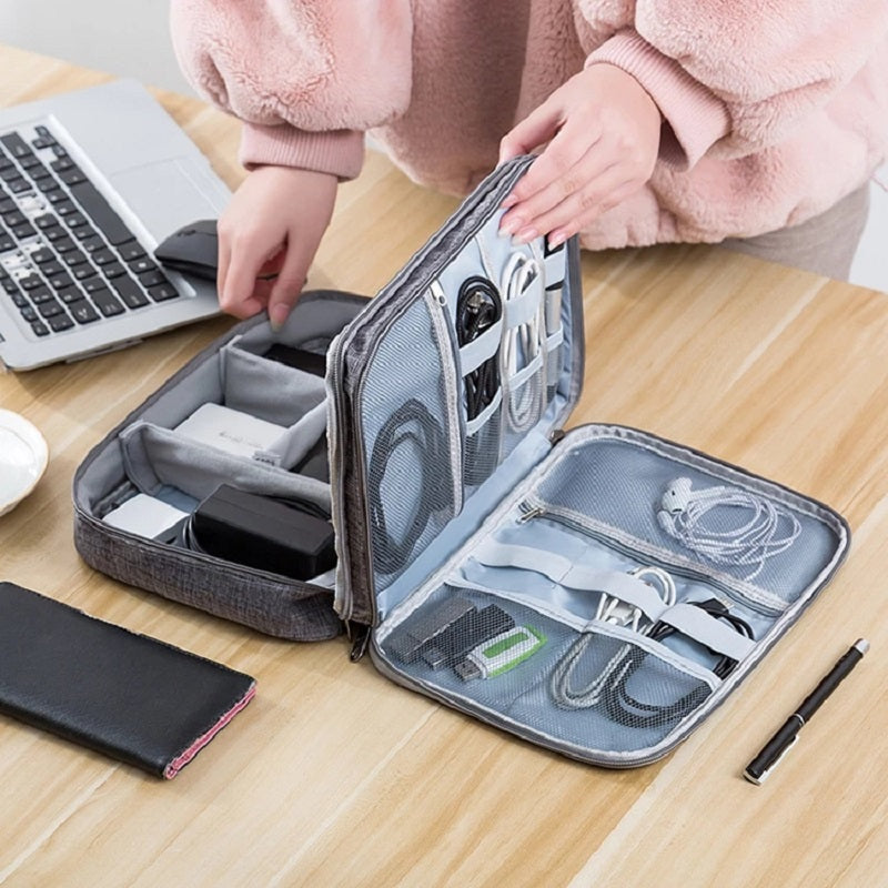 Double Layer Electronics Organizer Bag – Waterproof Travel Cable Case