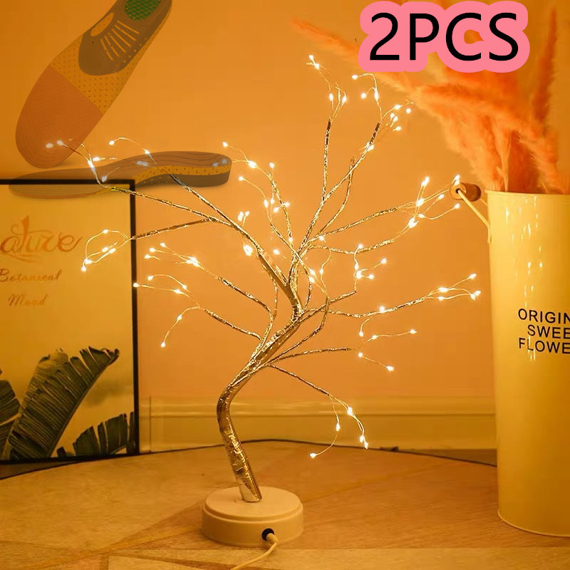 Nordic LED Copper Wire Fairy Light | Battery & USB | Rice Grain & Globe Bulbs | Gold & Silver Tree | Warm Tones | Bedroom, Living Room, Wedding & Hotel Decor