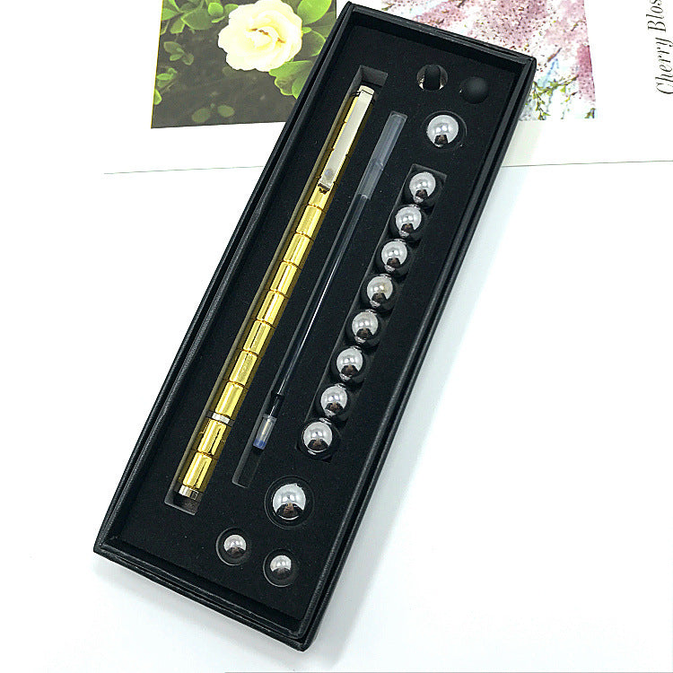 Magnetic Fidget Pen | 13 Magnetic Rings + 12 Steel Balls | Ballpoint + Stylus | Stress Relief & Focus | Gift Box Options | Black, Gold & Silver