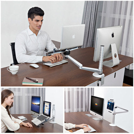 Dual-Arm Laptop & Tablet Desk Mount | 360° Rotation | Height Adjustable | 10–15.6" Laptop | Model OA-1S