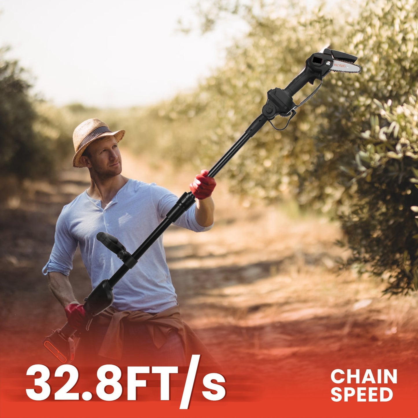3-in-1 Cordless Pole Saw, Mini Chainsaw & Grass Trimmer | 21V, 18,000 RPM, Adjustable 13"-75", 2 Batteries