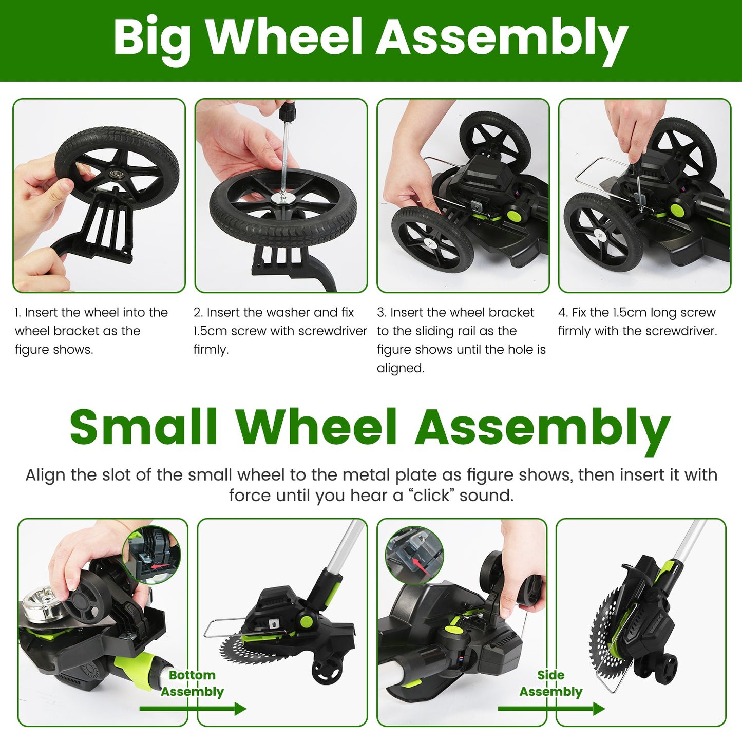 21V Cordless Brushless Grass Trimmer & Weed Edger | 16,800 RPM, 3-Blade Types, 2 Batteries, Telescopic Pole