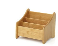 Bamboo Desktop Storage & Organiser Box | Natural Bamboo | Rounded Corners | Multi-Compartment | Desk Tidy | Home & Office | 3 Sizes