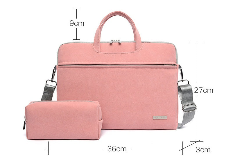 PU Leather Laptop Bag & Shoulder Briefcase | Waterproof | Removable Strap | 13.3”, 14” & 15.6” | Business & Travel | Black, Dark Grey, Grey & Pink