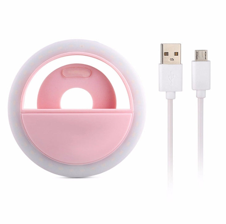 Clip-On LED Selfie Ring Fill Light RK-12 | 3W | 4-Speed Dimming | USB Rechargeable | 2–5hr Battery | 86×27mm | Phone, Laptop & iPad | Selfie, Beauty & Jewellery Photography | Black, Blue, Pink & White