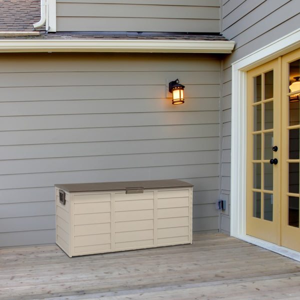 260L Outdoor Garden Storage Box with Wheels | 75 Gal, UV-Resistant, Lockable, Weatherproof, Brown