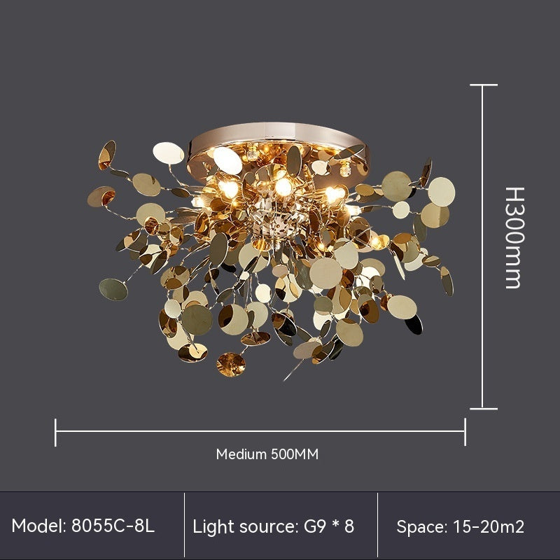 8055C-8L Stainless Steel G9 Tree Blade Chandelier | 2 Sizes D380 & D500, 220V, 15-20㎡, Multi-Space