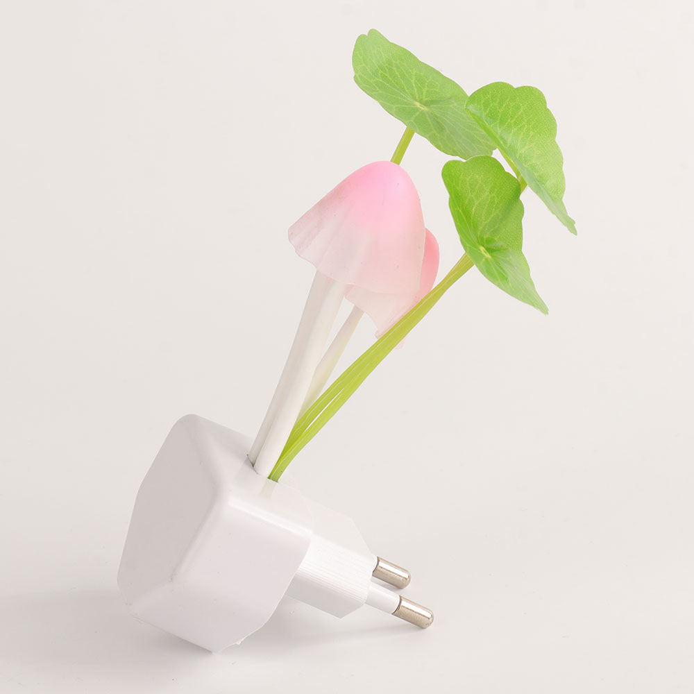 Magic Mushroom LED Night Light | 3-Colour Mushrooms | Light Sensor | 0.2W | Ceramic Pot | 45×135mm | US & EU Plug | Aquatic & Lotus Leaf | Single & Twin Pack