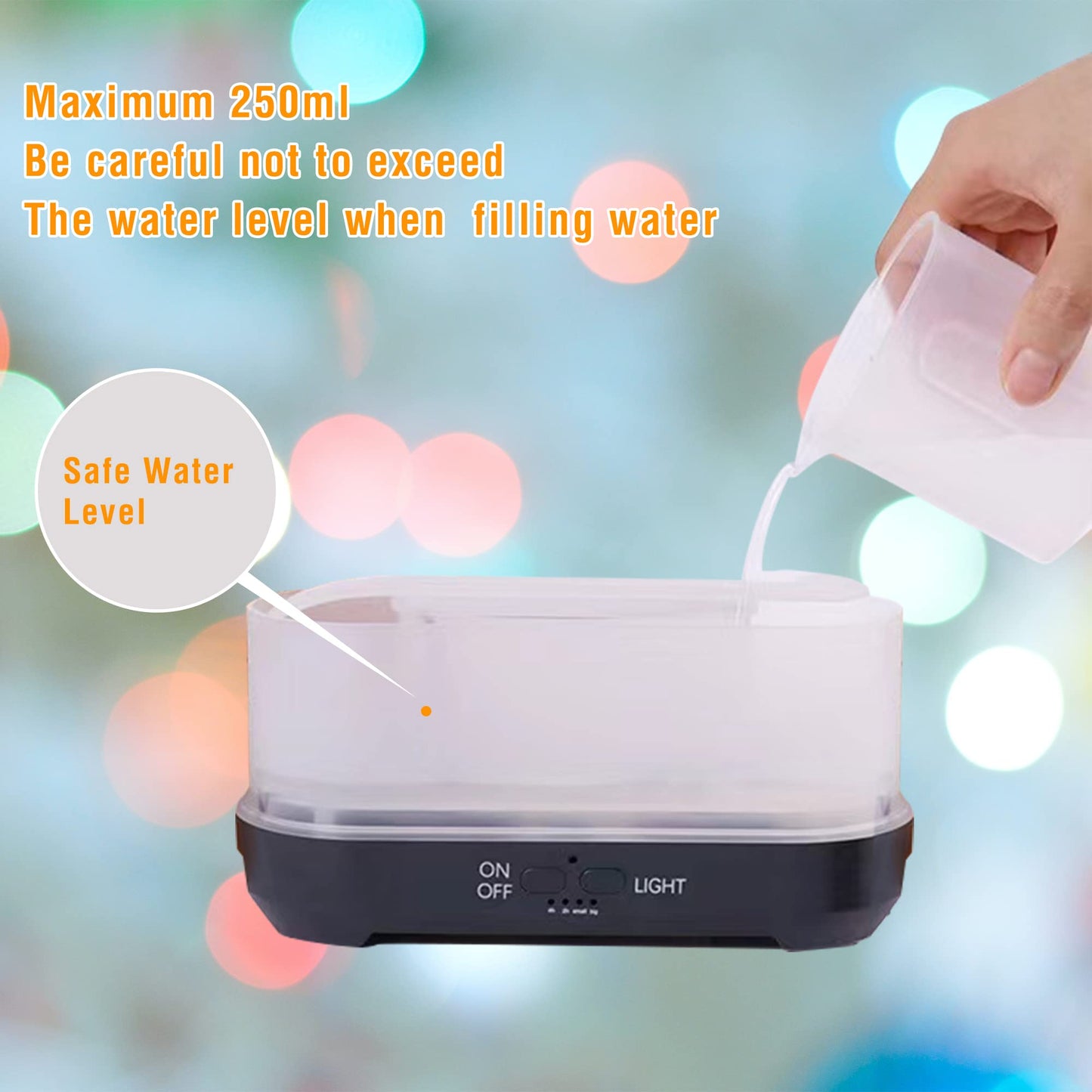7-Colour Flame Effect Aromatherapy Diffuser & Humidifier | 8W | Wood Grain | Essential Oil | Remote Control | EU, UK & US Plug