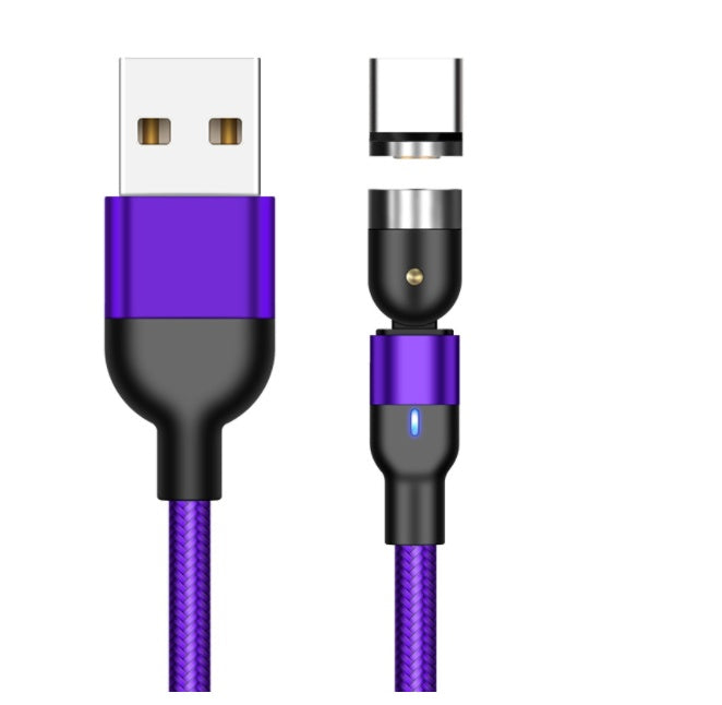 Essager 540° Rotating Magnetic Charging Cable | 5V/2.4A Fast Charge | LED Indicator | Nylon Braided | USB-C, Lightning & Micro USB | 1m & 2m | Black, Purple & Red