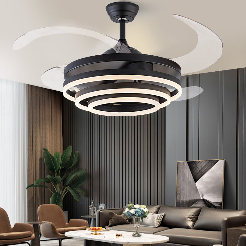 Modern Acrylic Resin LED Ceiling Fan with Remote | 6-Speed Variable Frequency, 42" & 48", Gold, Black & White, 220V