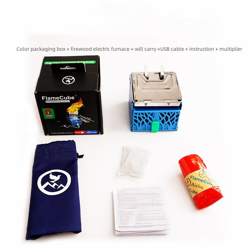 Portable Firewood Camping Stove with USB Power Generator | 4-Min Boil, Serves 3-5, PSE Certified, Blue