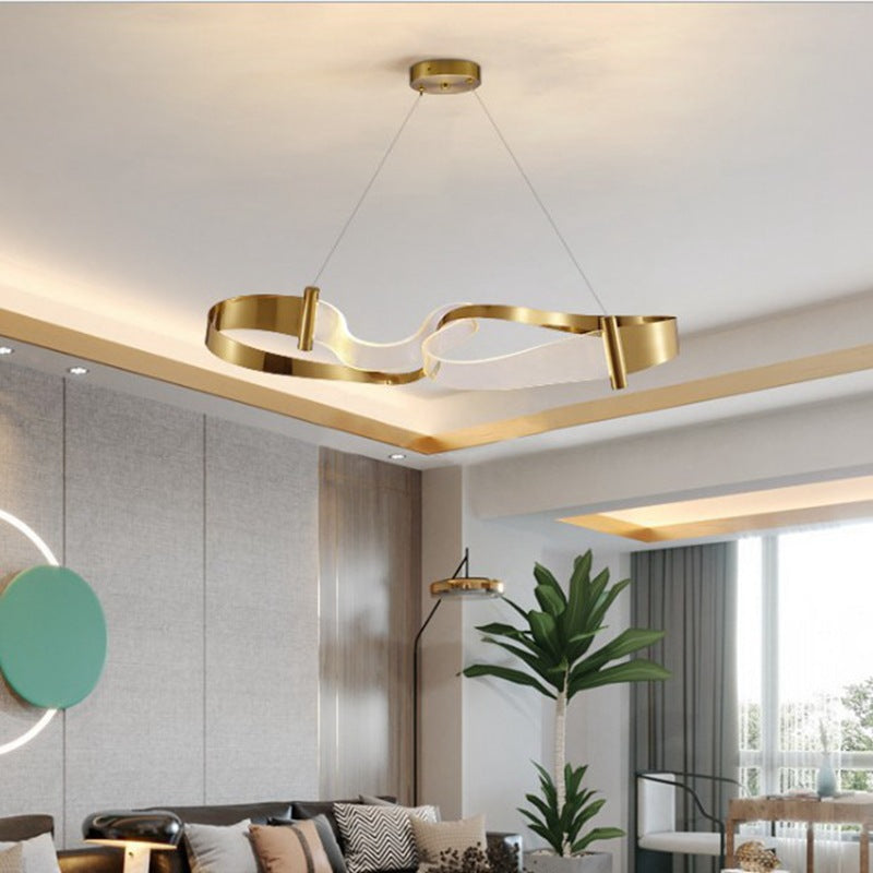 Light Luxury Iron Streamer LED Chandelier | Warm & Cool White, Ø60 & Ø80cm, 110-220V, 15-30㎡, Living Room