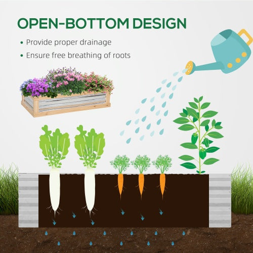 Outsunny 48"x24"x32" Raised Garden Bed with Cold Frame Greenhouse | Polycarbonate, Solid Fir Wood, Natural