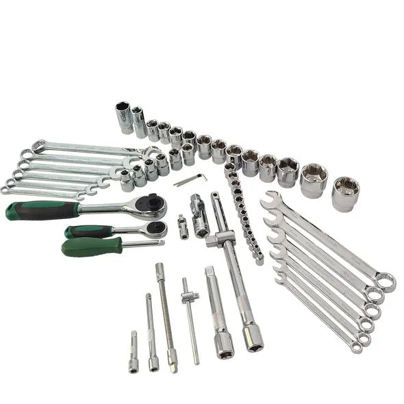 61-Piece Mechanics Socket Tool Set | 1/4" & 1/2" Drive, 90-Tooth Ratchet, Chrome Vanadium, Auto Repair